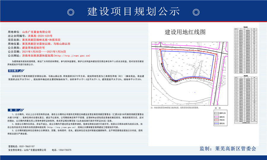 翰林名苑二期和苑项目建设用地规划许可批前公示(图1)