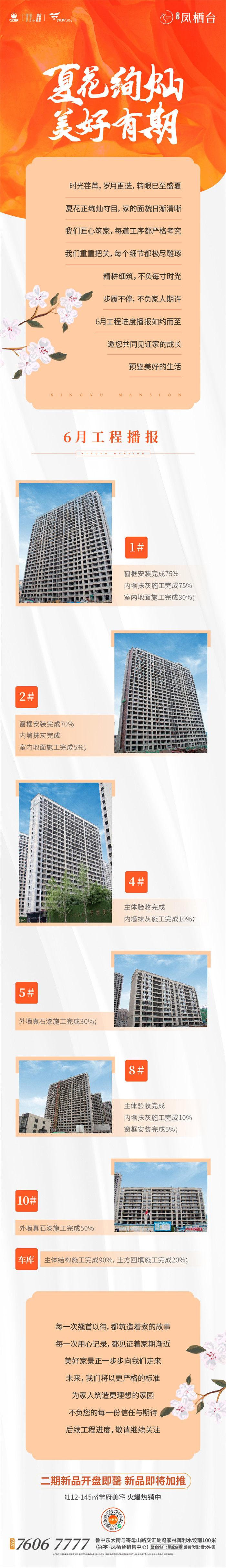 夏花绚灿 美好有期｜凤栖台一期6月份工程进展播报！(图1)