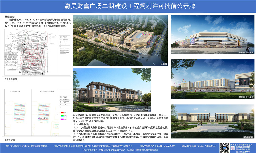 莱芜新增一商业综合体，嬴昊财富广场2期建设工程规划许可批前公示(图1)
