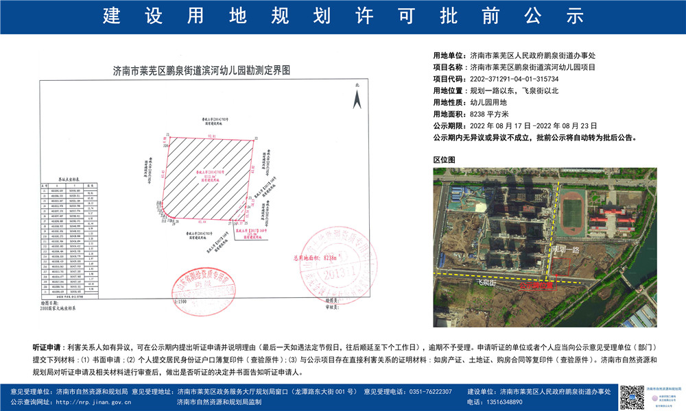 好消息！滨河幼儿园项目建设用地规划许可批前公示(图1)